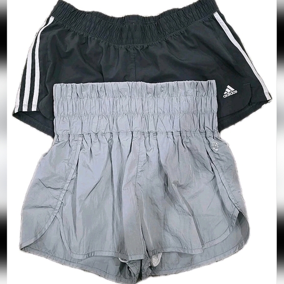 Free People Movement The Way Home High Rise Gray Short Size Large Adidas Active - Picture 1 of 7